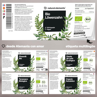 Diente De León Ecológico (10:1) - 1.000 Mg De Extracto De Raíz De Diente De León Por Dosis Diaria - 120 Cápsulas En Alta Dosificación - Probado En Laboratorio Y Vegano